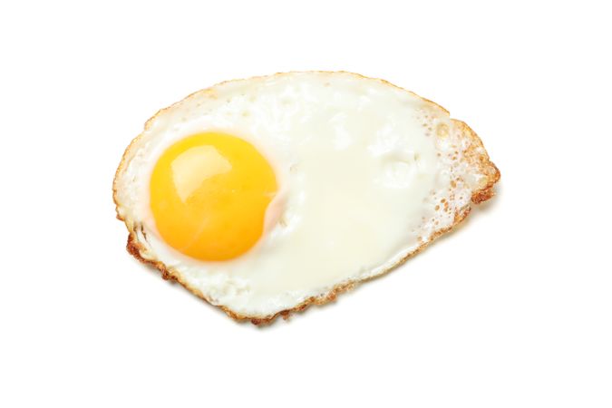 Looking down at fried egg, sunny side up