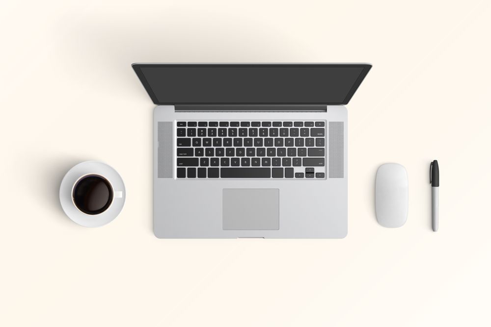 Modern workspace with  copy space on color background