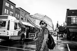MONTREAL, QUEBEC, CANADA – July 31 2020- A woman wearing a mask in the street