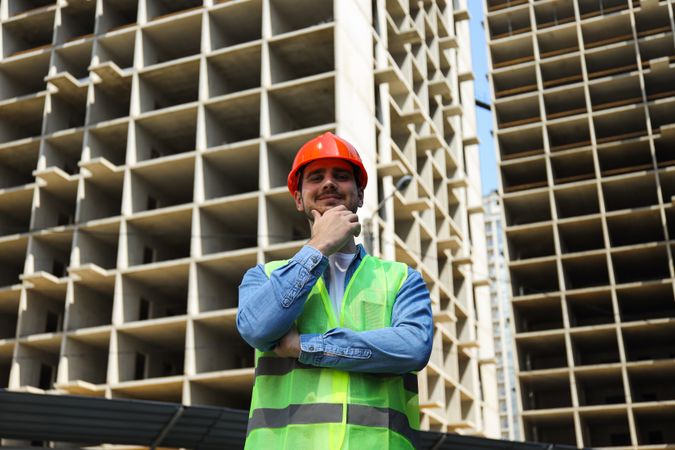 Young man civil engineer in safety hat