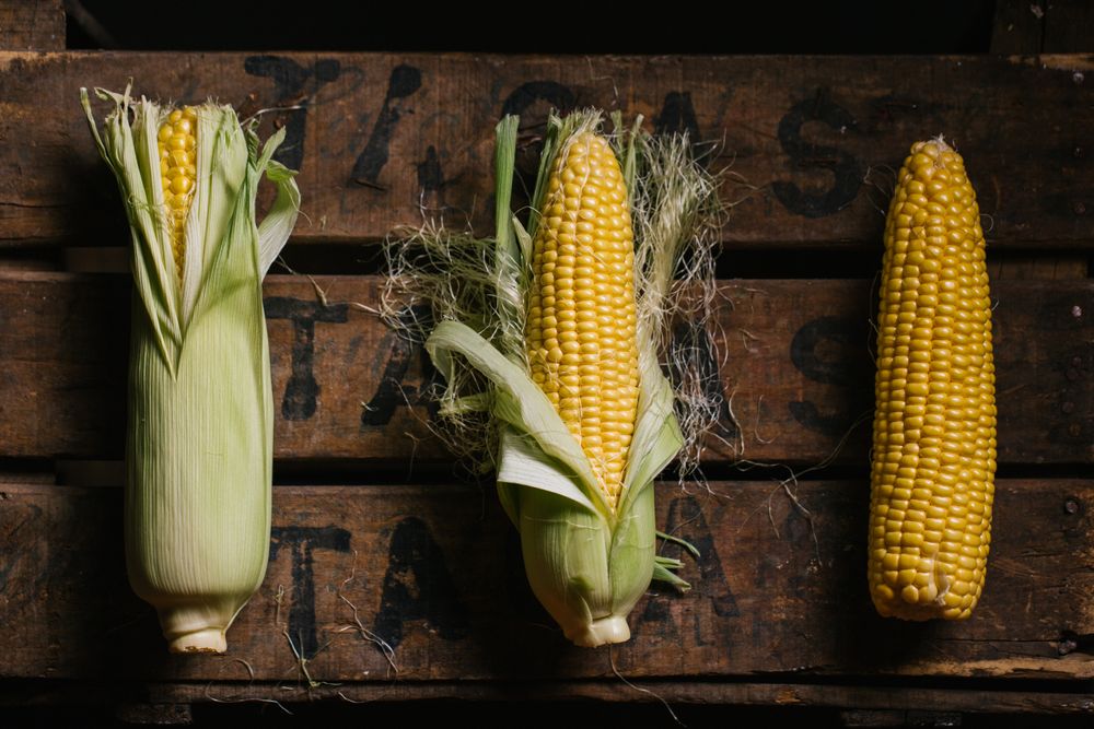Phases of fresh corn peeling