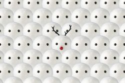 Snowmen pattern with one snowman with Christmas reindeer antlers