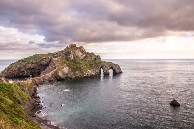 Panoramic view of beautiful bay and cloudy sky