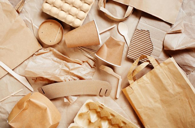 Brown recyclable take away accessories