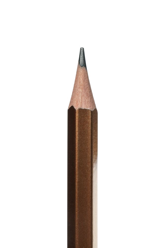 Office pencil isolated on plain background, close up