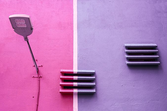 Bright colorful wall with street light