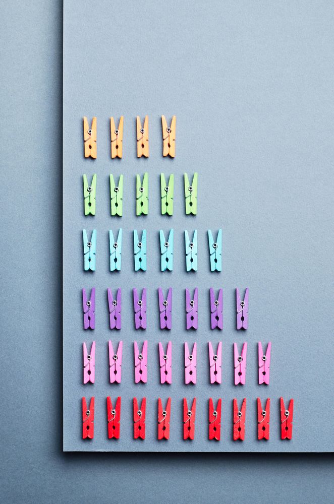 Rainbow colored clothes pins