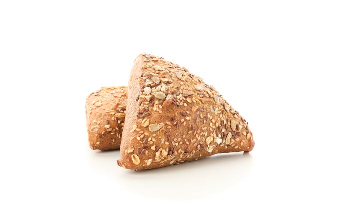 Triangular buns isolated on blank background. Bakery products