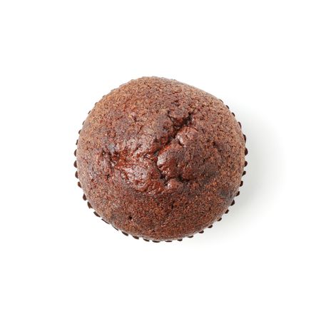 Delicious chocolate muffin isolated on blank background