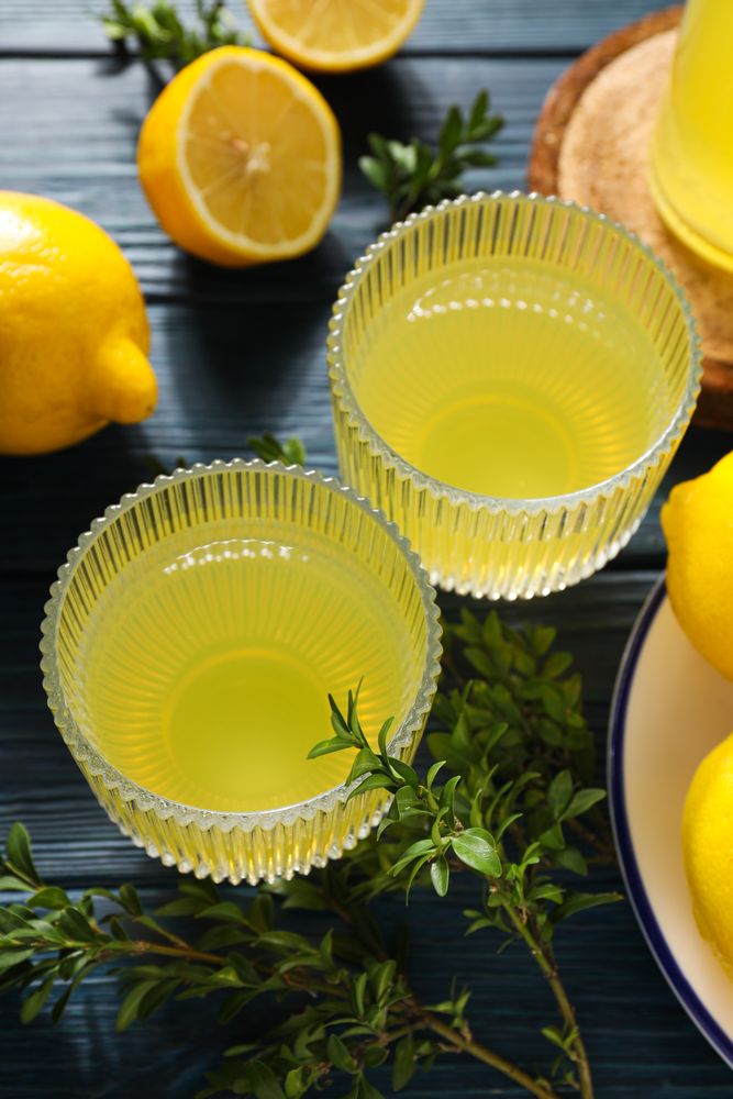 Concept of fresh summer drink - Limoncello cocktail