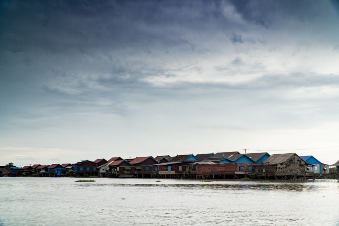 Poor village with houses above water