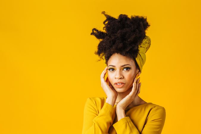 Portrait of Black woman with large earrings