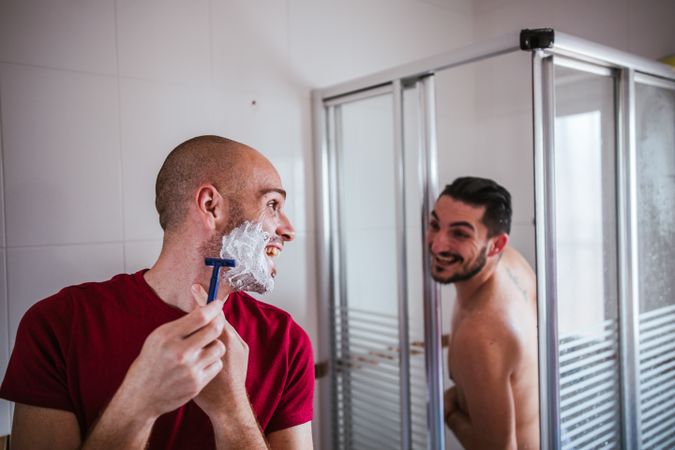 Gay couple in the bathroom