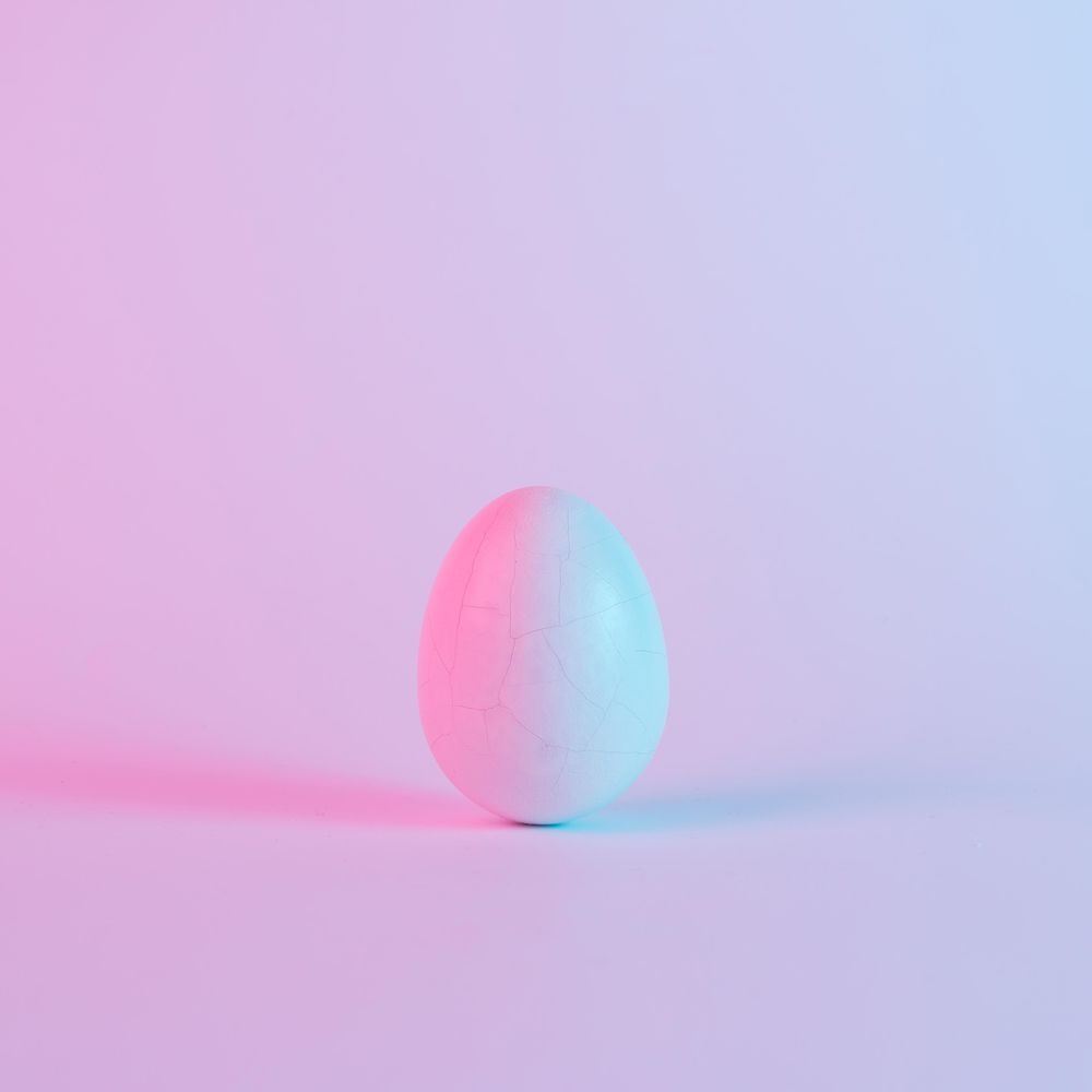 Egg with colorful ultraviolet holographic neon lights