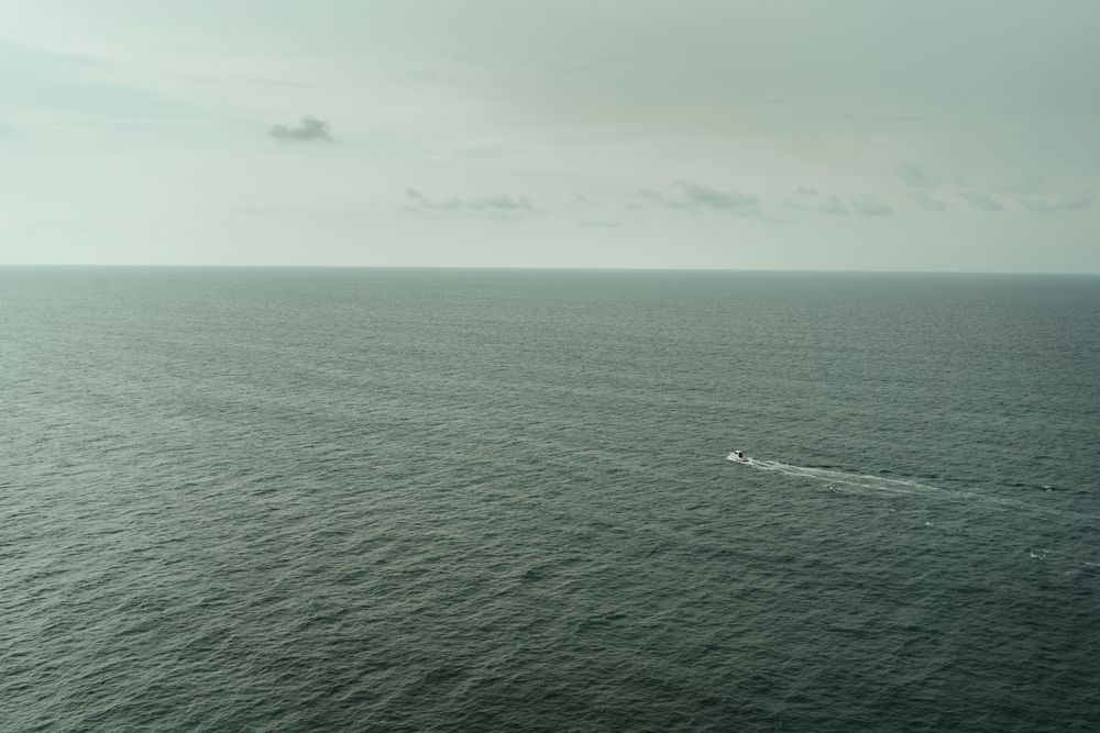 Aerial view of luxury yacht