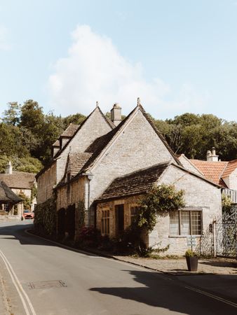 Town street with old cozy houses