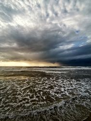 Seascape. Dramatic sunset