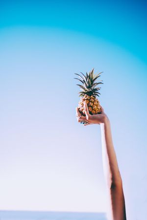Pineapple held up to the sky