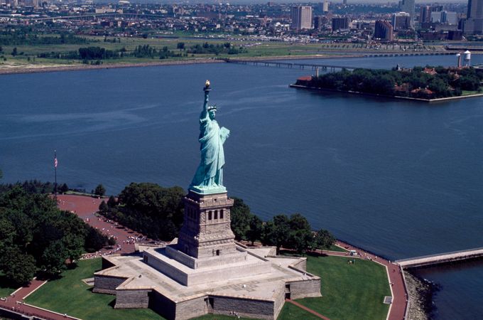 Aerial view of the Statue of Liberty, New York City, New York
