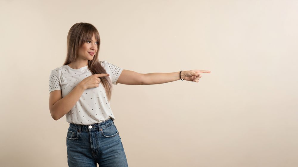 Woman point index finger