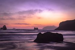 Cliffs and rocks of the pacific north west during beautiful sunset