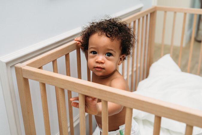 Baby boy in crib