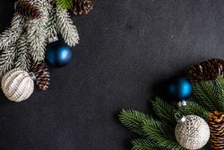 Top view of pine on dark background
