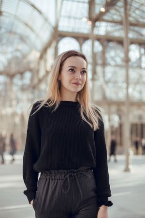 elegant woman walking in Crystal Palace