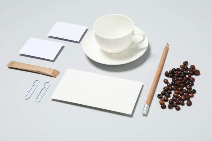 Mockup business brand template on light gray background, space for text
