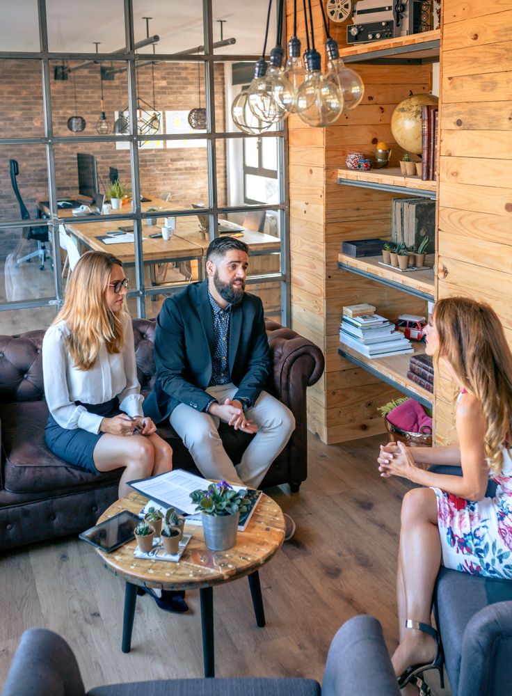 Businesspeople having an informal work meeting