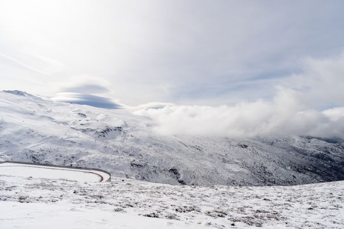 Ski resort of Sierra Nevada in winter, full of snow