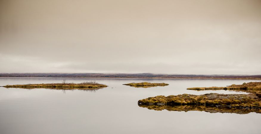 Wonderful lake and shore with hill