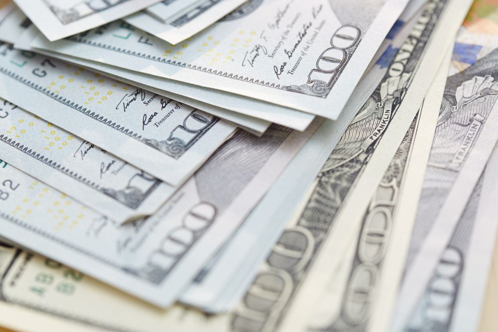 One hundred US dollars banknotes