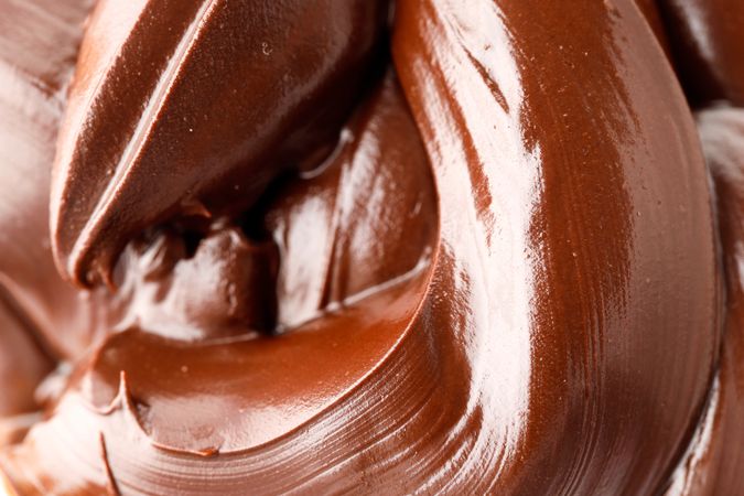 Chocolate melted in a swirl, close up