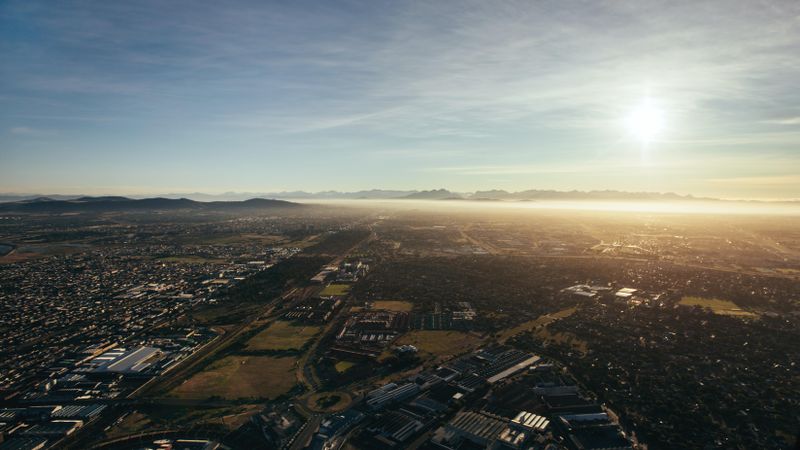 Aerial view of city of cape town on a sunny day