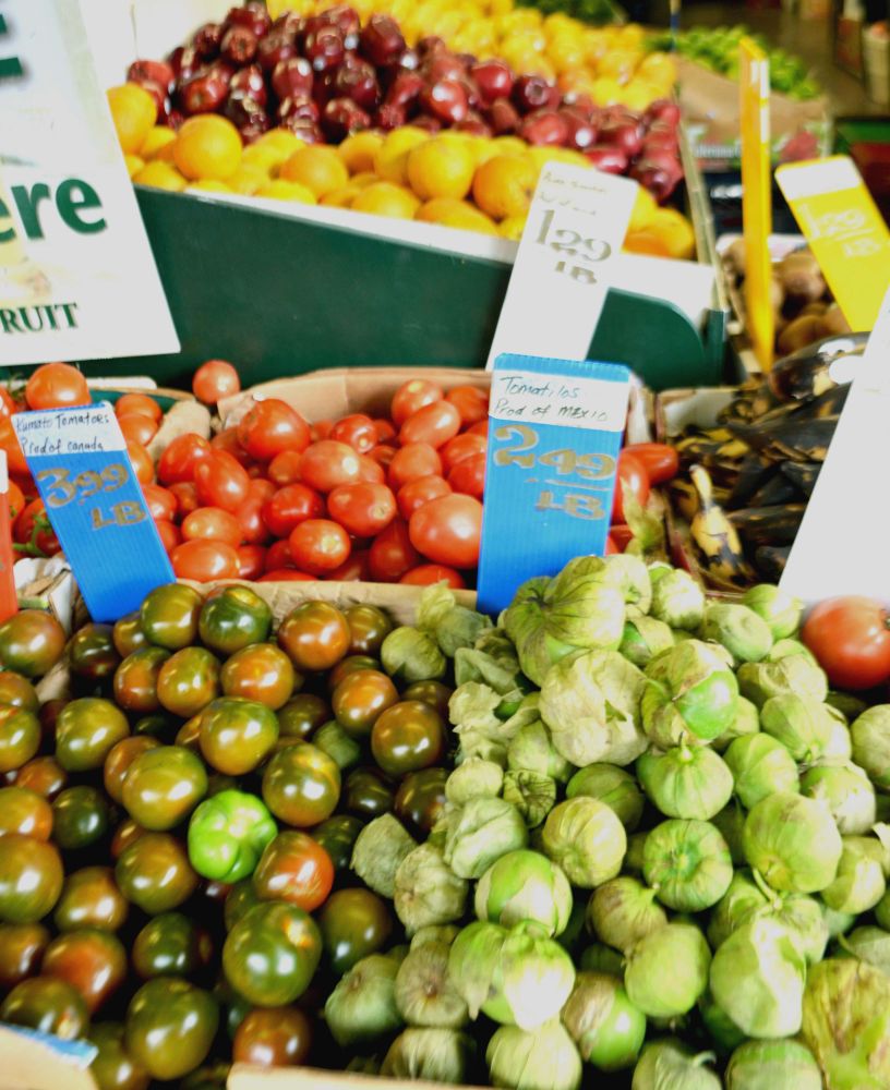 Vegetables in display boxes