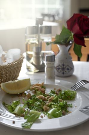 Restaurant table ready to eat