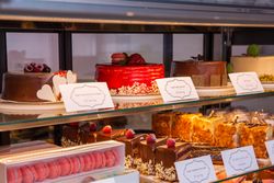 Dessert and cake on display counter
