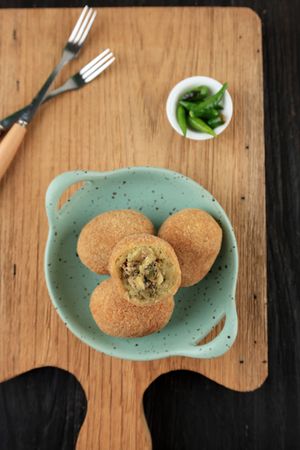 Top View Potato Croquettes or Kreket Kentang