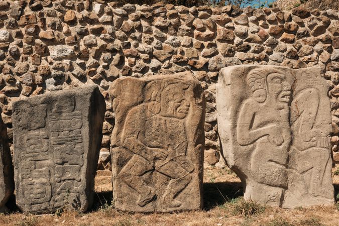 Rocks with carving from ancient Zapotec people, Oaxaca, Mexico