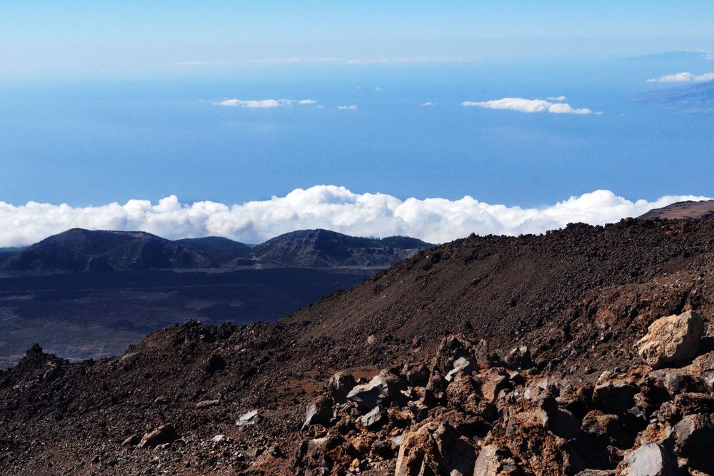 Volcanic landscape in wild deserted area
