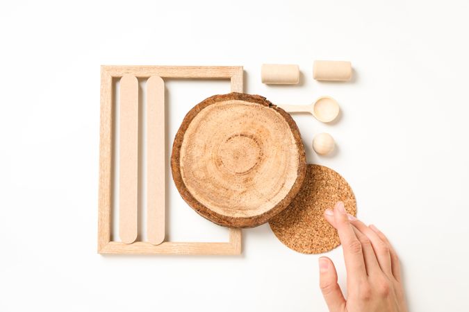 Flat lay of creative moodboard composition, top view