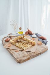 Onion pastry puff on table