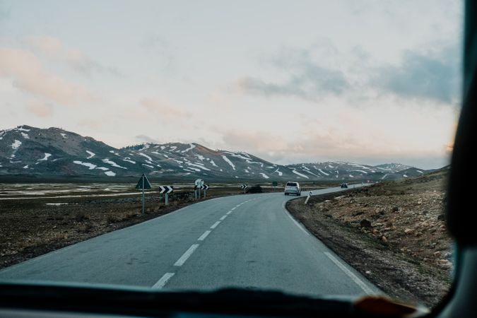 Road trip on cloudy day