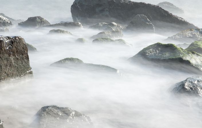 Coastal boulders at the seaside of Badalona, Spain