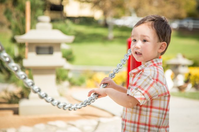 Boy Having Fun in the Sunny Park.