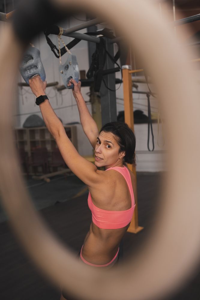 Athletic woman training in gym