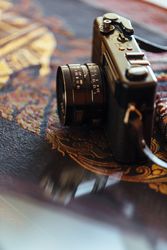 Vintage camera on a decorative table