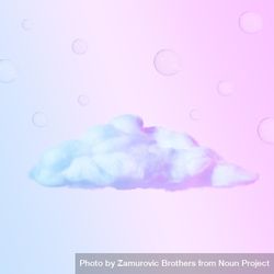 Cloud made of cotton wool in holographic neon colors on gradient pastel background 4ZJpN4