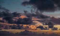 Grey clouds in evening sky